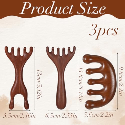 Xthrotsenk 3 PCS Scalp Massager Hair Growth Wooden Gua Sha Hair-Massager Comb Scalp Massager Manual Scalps Massagers Scalps Tool for Women Man Hairs Promoting Hairs Growth