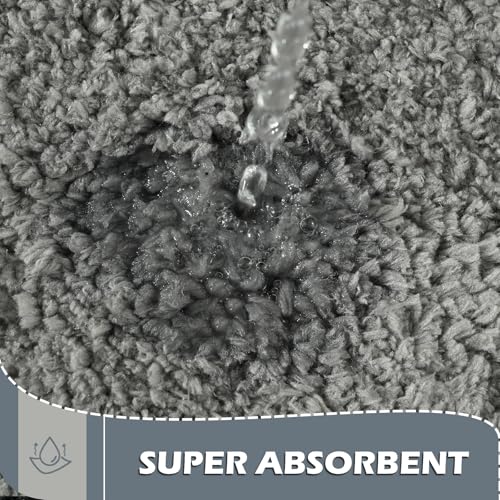 HOMORE Bathroom Rug Set 2 Piece,Soft Absorbent Bath Mats Set,Machine Washable Gray Bath Rug Sets for Bathroom Non Slip,(21"x34"+21"x21") Plush Shaggy U Shape Contour Toilet - color: Grey
