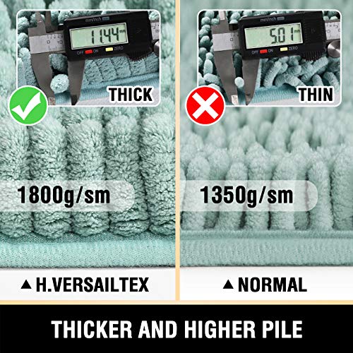 H.VERSAILTEX Bath Mats - Non Slip Luxury Chenille Bathroom Rugs, Extra Soft Absorbent Shaggy, Washable Fast Dry 2 Piece (Aqua Foam, 20" x 32"/17" x 24") - color: Aqua Foam, size: 20" x 32" Plus 17" x 24"