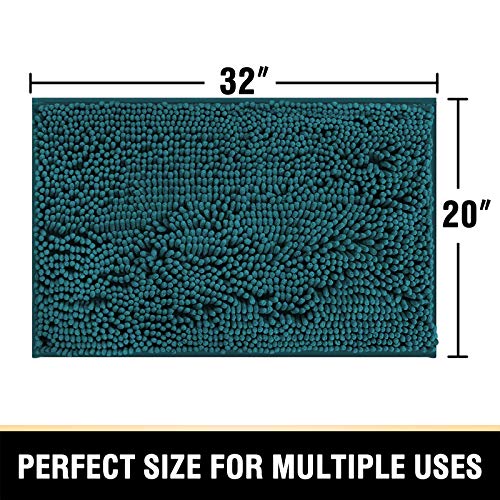 H.VERSAILTEX Bathroom Rugs Bath Mats Non Slip Chenille Bathroom Rug Mat 20x32 Extra Soft and Absorbent Shaggy Rugs Washable Dry Fast Plush Area Carpet Mats for Bath Room, Tub - Dark Teal - color: Dark Teal, size: 20" x 32"