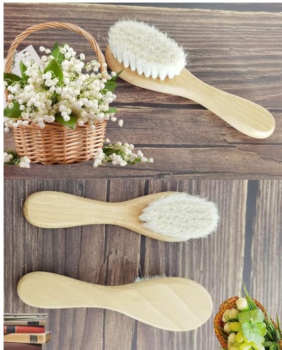 Baby Hair Brush, Wooden Goat Bristles Hair Brush for Newborns & Toddlers, Ideal for Cradle Cap, Perfect Baby Registry Gift, Hypoallergenic, 1 Count - color: 1PCS