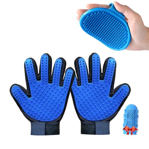 Pet Grooming Set with Dog Washing Gloves for Bathing, Dog Bath Brush and Silicone Dog Toothbrush, Pet Grooming Gloves for Dogs, Cats and Horses with 185 Silicone Tips