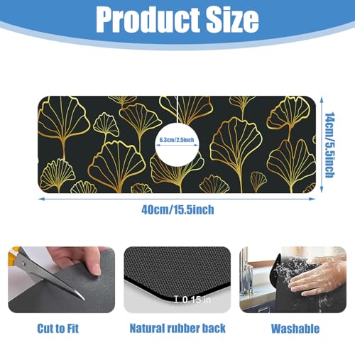 Faucet Drying Absorbing Mat, 15.5"X5.5" Faucet Drying Mat Ginkgo Leaves - size: 15.5" x 5.5"