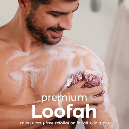 MainBasics Shower Loofah Sponge Pouf, Set of 3, Coral Reef | Soft Mesh Body Scrubber and Bath Sponge for Gentle Exfoliation, Rich Lather, and Everyday Shower Use - style: Coral Reef