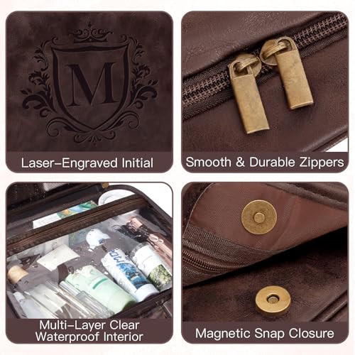 Personalized Dad Gifts from Daughter Son 3-in-1 Mens Toiletry Travel Bag, Unique Hanging Shaving Bag Valentines Easter Fathers Day Birthday Gifts for Men Father New Dad Grandpa Dark Brown A - color: Dark Brown, style: A