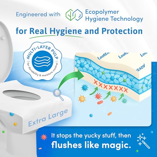 Toilet Seat Covers Disposable Flushable - Extra Large (18 x 22”) - Super Thick, Individually Wrapped Toilet Seat Cover for Travel & Public Bathroom - Premium Quality, Convenient and Hygienic (5 Pack) - size: Sample Size