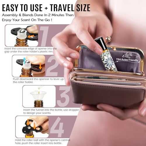 Roller Bottles for Essential Oils 8 Pack Roll On Bottles 10ml Amber Glass | Roller Bottle Thick Empty Glass with Oil Perfume Lip Gloss DIY Kits Boho Stickers, Leak-Proof Refillablefor Travel Gift - color: Amber, size: 8 Pack