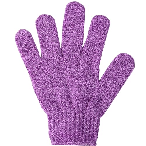 Slick- Exfoliating Gloves, 4 Pcs, Skin Exfoliator for Body, Shower Gloves, Scrub Glove Exfoliating, Exfoliating Body Scrub Glove - color: Shades of Purple