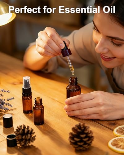 KEYWING 36 Pack Small Amber Glass Spray Bottles for Essential Oils, 2oz Empty Fine Mist Mini Spray Bottles, Refillable Containers for Hair, Travel, Plants, Cleaning, Skin Care - size: 2oz