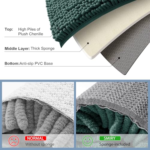 Smiry Luxury Chenille Toilet Rugs U-Shaped 20x20, Soft Absorbent Non-Slip Contour Bathroom Rugs for Toilet, Machine Washable Contoured Bath Mats, Green - color: Green, size: 20" X 20" Contour Rug