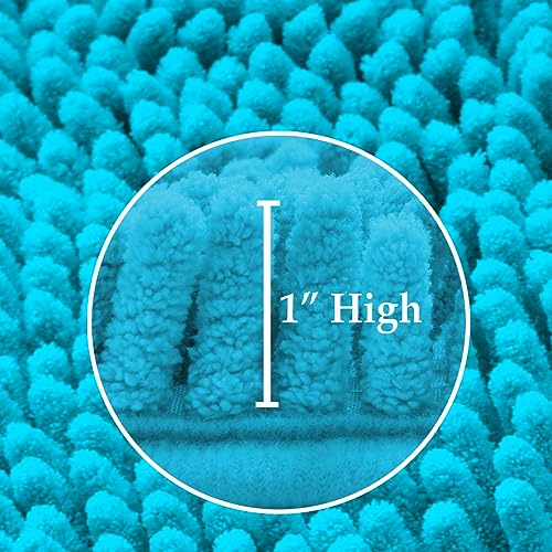 Bathroom Rugs Sets 4 Piece, Extra Soft Absorbent Chenille Bath Rugs, Non Slip Rubber Backing Machine Washable Quick Dry Bath Mats for Bathroom Floor, Tub, Shower, Home Decor Accessories, Teal Blue - color: Lake Blue