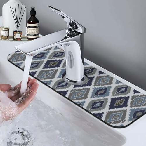Boho Retro 15" X 5.5" Kitchen Sink Splash Guard Faucet Faucet Guard Draining Mat Sink Splash Guard Faucet Kitchen Bathroom - color: Boho Retro
