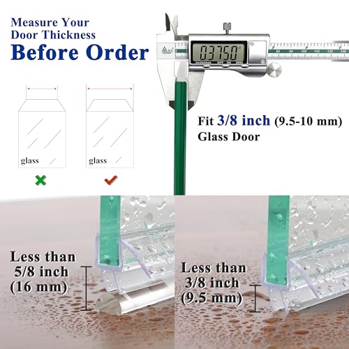 Frameless Shower Door Seal Strip 2 Pack x 39 Inch M Glass Shower Door Bottom Seal Strip for 3/8" Glass Shower Door Sweep, Ultra-Clear Polycarbonate Stop Showers Leaks Create A Water Barrier - color: M-Type Bottom, size: 2PCS & 3/8" & 39"