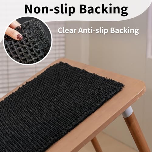 Black Bathroom Rug - Waffle Bath Mat Non Slip Washable, Super Absorbent & Quick Dry, Boho Bath Mat Farmhouse Bathroom Decor, 24'' x 48'', Black - color: Black, size: 24'' X 48''