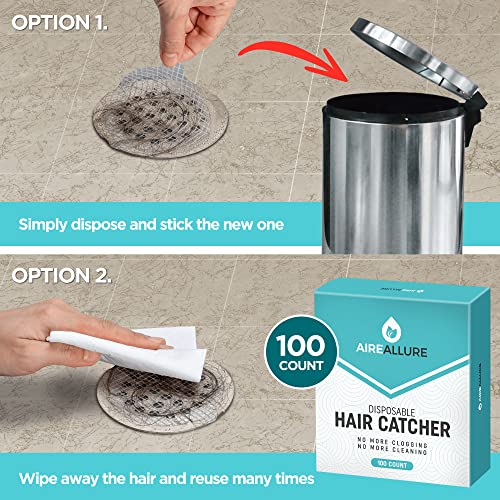 100 Pack Disposable Shower Drain Hair Catcher Mesh Stickers - Peel & Stick Drain Strainers to Prevent Clogs, Strong Waterproof Adhesive, Mess-Free Disposable Drain Covers for Shower & Bathtub - size: 3.5" Round - 100