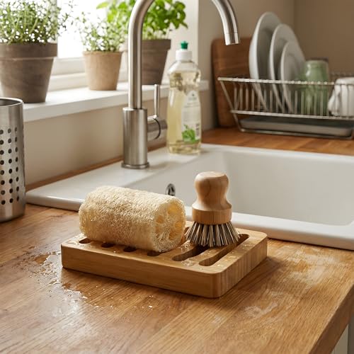 4 Pack Bamboo Soap Dish, Bar Soap Holder Self Draining Soap Dish Natural Bamboo Soap Holder Waterproof Anti-Slip Wooden Soap Dishes for Bar Soap Saver Tray for Shower Bathroom Kitchen Sink Bathtub