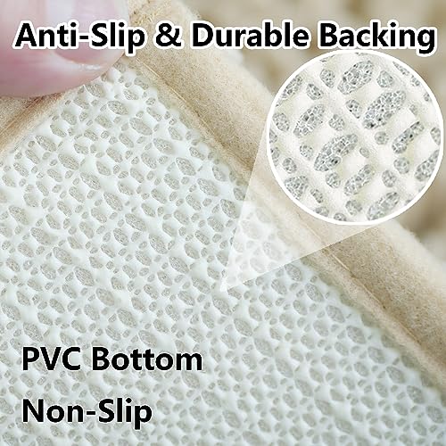 Bath Rugs Chenille 3-Piece Extra Soft and Absorbent Shag Beige Bathroom Rugs, Machine Wash Mat, Strong PVC Non-Slip Underside, Plush Carpet Mats (Beige) - color: Beige, size: 2'8" x 1'8" (16x24"+20x32"+20x20"U shape）