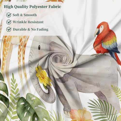 Fabric Shower Curtain with Hooks YJY01569 - color: Tropical Jungle Animals