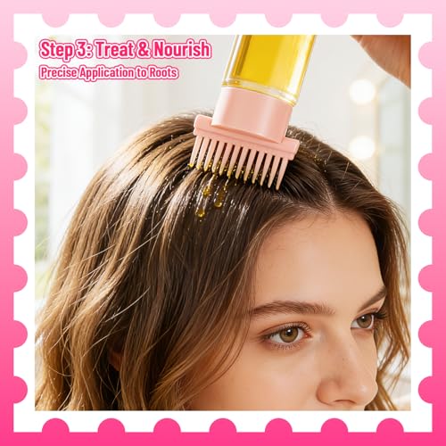 SIMPOR Hair Oil Applicator and Scalp Massager, 3 Pcs Wash Day Kit with Detangling Brush and Root Comb Applicator Bottle for Scalp Care, Deep Cleaning and Hair Dye