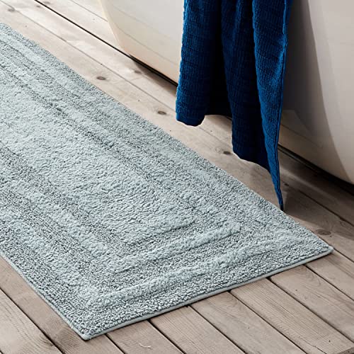 Eddie Bauer - Bathroom Rug, 100% Soft Plush Tufted Cotton Runner Rug, Highly Absorbent, Quick-Dry, and Skid-Resistant Backing (Logan Green, 22" x 60") - color: Green, style: 22" x 60"