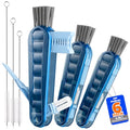 6 Pack Holikme 4 in 1 Cup Lid Cleaning Brush Set with 3 Straws, Multifunctional Bottle Brush, Silicone Cup Lid Gap Cleaner, Bristle Crevice Cleaning Brush, Navy - color: Navy