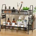 VITVITI 2-Tier Bathroom Organizer Countertop, Metal Wire Mesh Bathroom Counter Organizer Storage with Basket Hooks, Vanity Tray Shelf, Kitchen Spice Rack, Black - color: 2 Tier Large Black