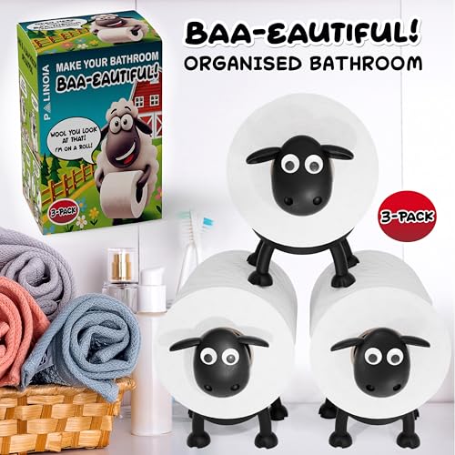 Black Sheep Toilet Paper Holder, Free-Standing Toilet Paper Roll Organizer, Funny Farmhouse Bathroom Decor, Novelty Sheep Bathroom Accessory – 3 Pack Gift Box - size: 3 Pack Gift Box