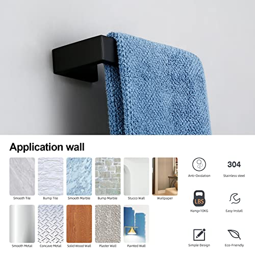 BAGNOLUX Matte Black Bathroom Hardware Set 4 Pieces, Bath Towel Holder Set SUS304 Stainless Steel, Towel Bar Rack Set for Wall Mounted, Square Bathroom Accessories Set Fixture Heavy Duty - color: Matte Black-b
