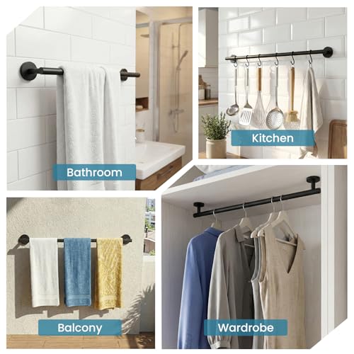Towel Bar, 24 Inch Towel Racks for Bathroom Wall Mounted, SUS304 Stainless Steel Bathroom Towel Holder, Modern Home Decor Towel Rod and Kitchen Towel Shelf (Matte Black) - color: G-24 Matte Black