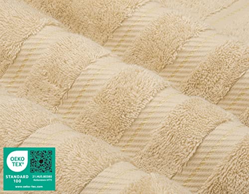 American Soft Linen 100% Cotton Luxury Turkish Towels, 6 Piece Towel Set | Soft Absorbent Quick Dry OEKO Tex Standard 100 Certificated Durable Machine Washable Breathable Premium Hotel Quality - color: Beige, size: 6PC (2BT + 2HT + 2WC)