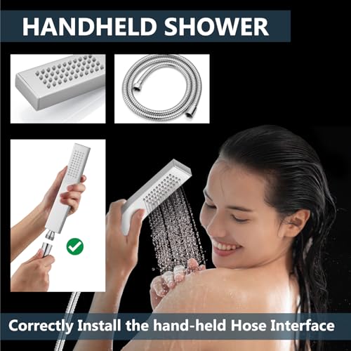 Aolemi Shower Faucet Set Rain Shower System with Handheld Spray Bathroom Shower Combo Rough-in Valve and Shower Trim Kit Included Polish Chrome 16 Inch Wall Mount Shower Head - color: Polish Chrome, size: 16 Inch Wall Mount Shower Head