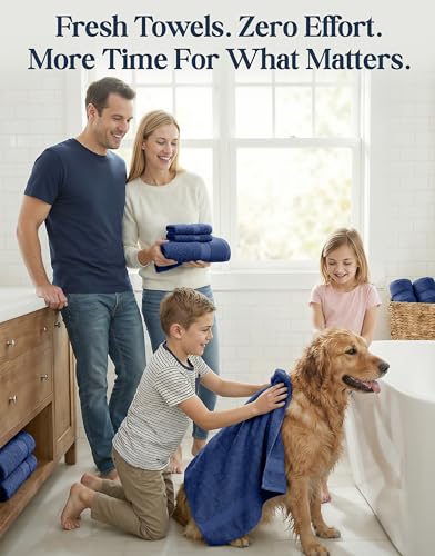 LANE LINEN Luxury Cotton Bath Towel Set - 16 Piece - Low Twist, Soft & High Absorbency - 4 Bath, 8 Wash cloths, 4 Hand Towels - Classic Hotel Quality, Durable & Ideal for Modern Bathrooms - Navy Blue - color: 06: Navy