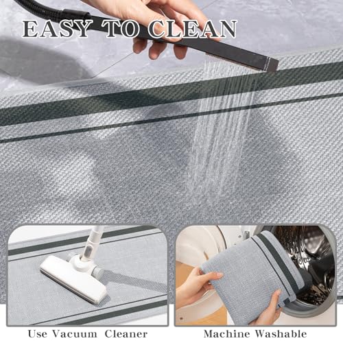 chakme 2 Piece Bathroom Rug Set, Ultra Thin Bath Mat,Absorbent, Non Slip, Machine Washable, Light Grey, 17"x24"+Toilet Mat - color: Light Grey, size: 2-Piece (17" x 24" + Contour Mat)