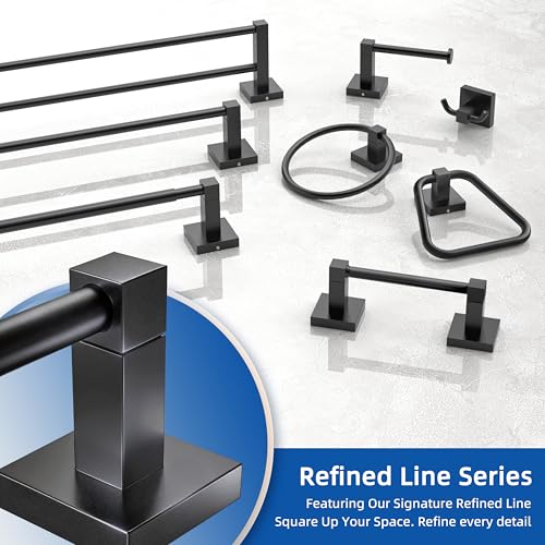 Ruacq Toilet Paper Holder 2 Pack Matte Black Double Post Pivoting Square Tissue Holders Roll Holder Hangers Toilet Paper Stand Stainless Steel and Zinc Alloy Modern Wall Mounted - color: Matte Black, size: Square-2pcs