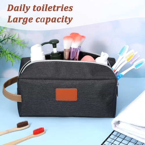 8 Pcs Portable Toiletry Bags for Men Hanging Water Resistant Shaving Bag Travel Bag for Toiletries Hanging Storage Shower Bags wedding groomsmen gifts (Black)