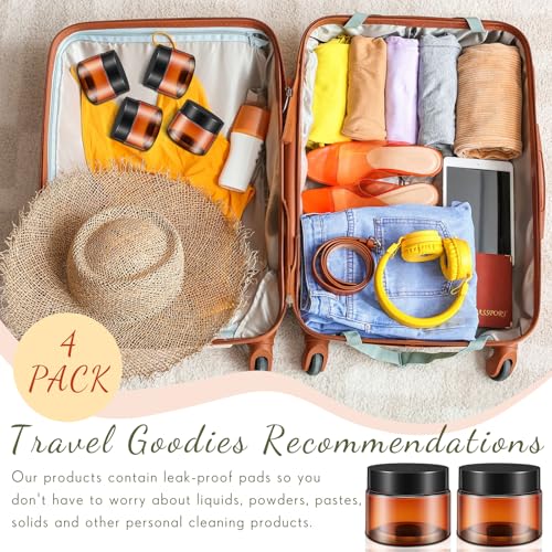 Patelai 4 Pieces Round Wide-mouth Leak Proof Plastic Container Jars with Lids for Travel Storage Makeup Beauty Products Face Creams Oils Salves Ointments DIY Making(4 Ounce,Amber) - color: Amber, size: 4 Ounce