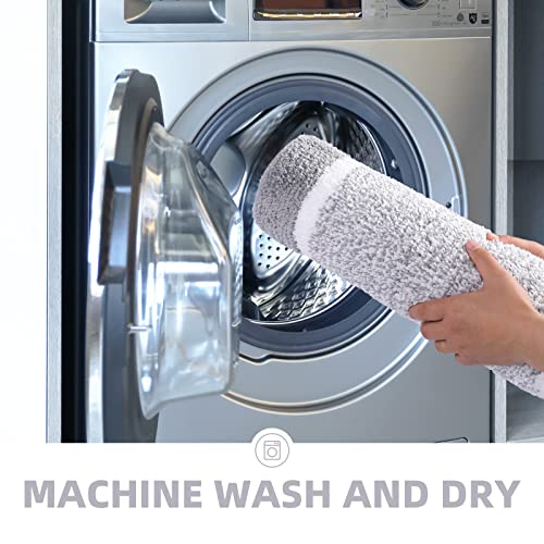 Bathroom Rugs Sets 3 Piece with U-Shaped Contour Toilet Mat Shower Rugs Absorbent Microfiber Plush Bath Mats Non Slip Bath Rugs Shaggy Floor Mats Machine Washable - color: Light Grey