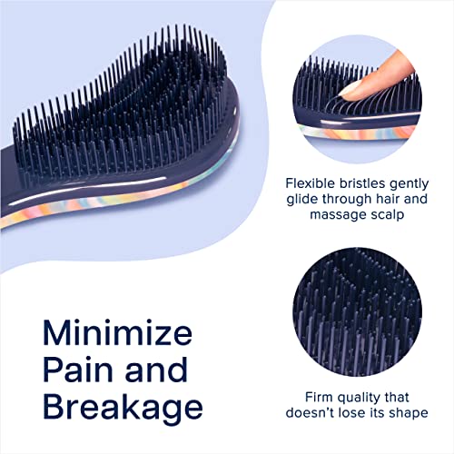 Crave Naturals Glide Thru Detangler Brush Pack of 2 - Curly Hair Brush for Women and Kids - Wet and Dry Comb for Adults - Soft Flexible Bristles for Gentle Use - Pink and Soft Hazy Swirl - color: Soft Hazy Swirl & Pink, size: 2 Pack (Regular)