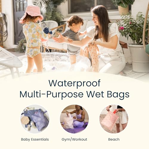 Tiny Twinkle Mess Proof Wet Bags | 2-Pack Reusable Waterproof Wet Bags for Swimsuits | Baby Clothes | Travel & Diaper Bag (Boho Rainbow) - color: Boho Rainbow, size: 2 Pack