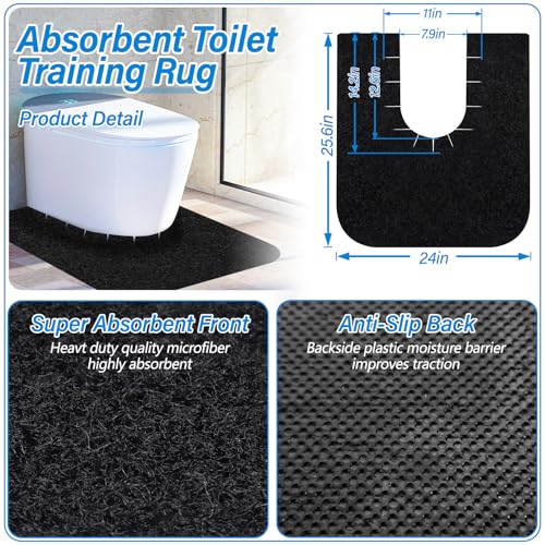 4 Pack Toilet Mats,Upgrade Toilet Floor Protector from Urine,Toilet Rugs U Shaped Washable,Toilet Mats for Bathroom,Around Toilet Floor Protector,Potty Training Mats for Bathroom
