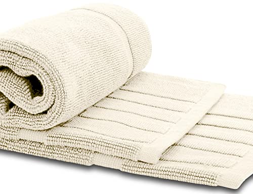 White Classic Luxury Bath Mat Floor Towel Set - Absorbent Cotton Hotel Spa Shower/Bathtub Mats [Not a Bathroom Rug] 22"x34" | 2 Pack | Ivory - color: 07: Ivory