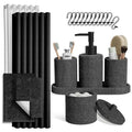 Clara Clark Coal Black Bathroom Set - Bathroom Sets with Shower Curtain and Rugs, 21PC Bathroom Accessory Set, Shower Curtain Set with Soap Dispenser & Toothbrush Holder - color: Coal Black, size: Complete Set + Bath Rugs