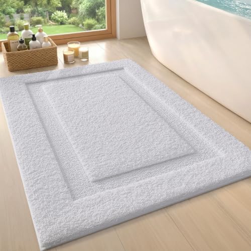 Color&Geometry Non Slip Bathroom Rugs 36x24,Ultra Soft Absorbent Upgraded Microfiber Bath Rugs, Non-Slip Bathroom mat, Washable Plush Bath Mats for Bathroom, Shower, Bathtub, Laundry, White - color: A, size: 24"x36"