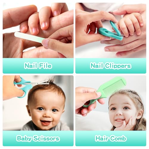 Baby Grooming Kit for Boys Girls Safety Newborn Nursery Essentials Grooming Set Gift for First-time Parents, Green 25 in 1 - style: Green 25 in 1