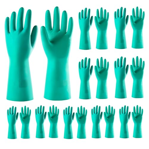 ThxToms 10 Pairs Nitrile Chemical Resistant Gloves, 15mil,13", Reusable Latex Rubber Free Heavy Duty Gloves, Acid Alkali Oil Protection, Industrial Use and Household Cleaning, Non-Slip, Small - color: Pack of 10, size: Small