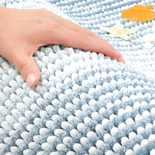 BSICPRO Bathroom Rugs and Mats Sets, 2 Piece Thick Absorbent Chenille Bath Mat Rug Set Non Slip, Soft Shaggy Bath Room Floor Mats for Bathroom, Machine Washable (20" x 32" Plus 16" x 24",Ice Blue) - color: Ice Blue, size: 20" x 32" Plus 16" x 24"