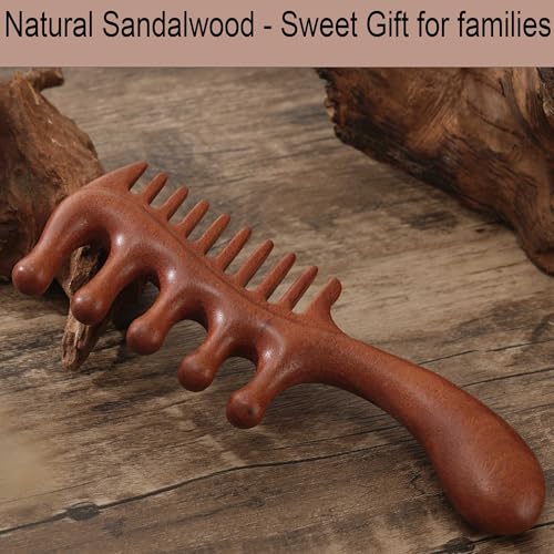 Wooden Scalp Comb, Wooden Scalp Massager for Stress Relax | No Statics Wooden Comb, Massage Scalp for Hair Growth, Storage Pouch Included, Wide Tooth