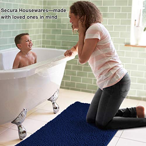 Secura Bathroom Rugs 20x32 Inches – Thick Plush Bath Mat, Ultra Soft Absorbent Bathroom Mat, Non Slip Machine Washable Bath Rugs for Tub, Shower Room Floor (Blue) - color: Blue, size: 2'8" x 1'8" (Rectangular)