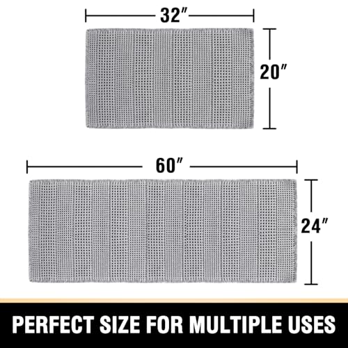 H.VERSAILTEX Waffle Bath Mat Super Absorbent Bathroom Mats Non Slip Bath Rugs for Bathroom Floor Machine Washable Ultra Soft Bathroom Rugs for Beside Tub, (32 x 20 Plus 24 x 60 - Inches, Dove) - color: Dove, size: 20" x 32" Plus 24" x 60"