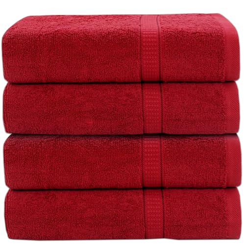 GOLD TEXTILES Premium Hand Towels for Bathroom -100% Ring Spun Cotton (Red,4 Pack, 16x30 Inches) Luxury Soft Absorbent & Quick Dry, Bathroom Hand Towel Perfect for Hotel, Salon, Gym & Spa - color: Red, size: 4 Pack 16x30